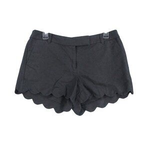 J.Crew Scalloped Hem Black Linen Blend Shorts Size 8 Made In Philippines
